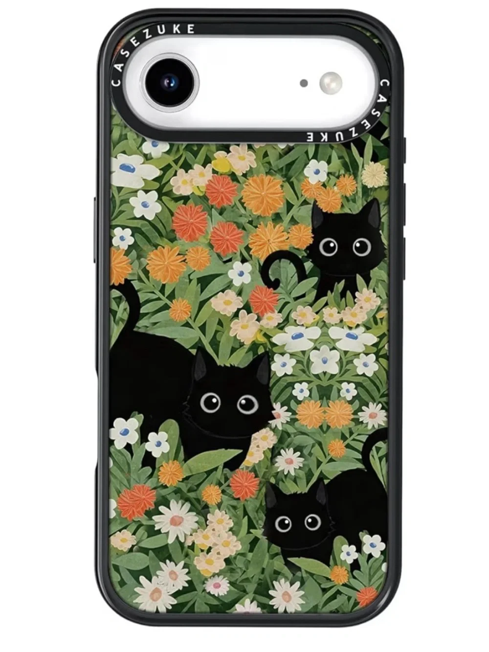 Black Cat Floral iPhone 17 Air Case - Green & Black